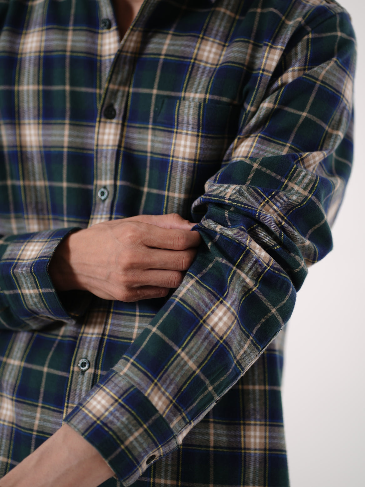 William Ashbond Classic Plaid Flannel Shirt in Forest Green & Navy