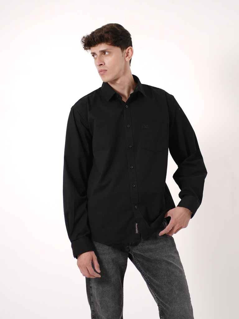 William Ashford Essential Textured Shirt in Black