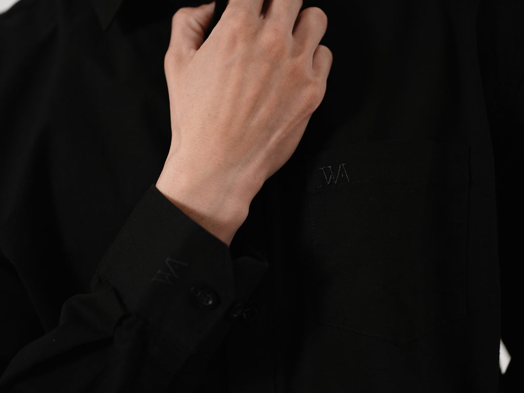 William Ashford Essential Textured Shirt in Black