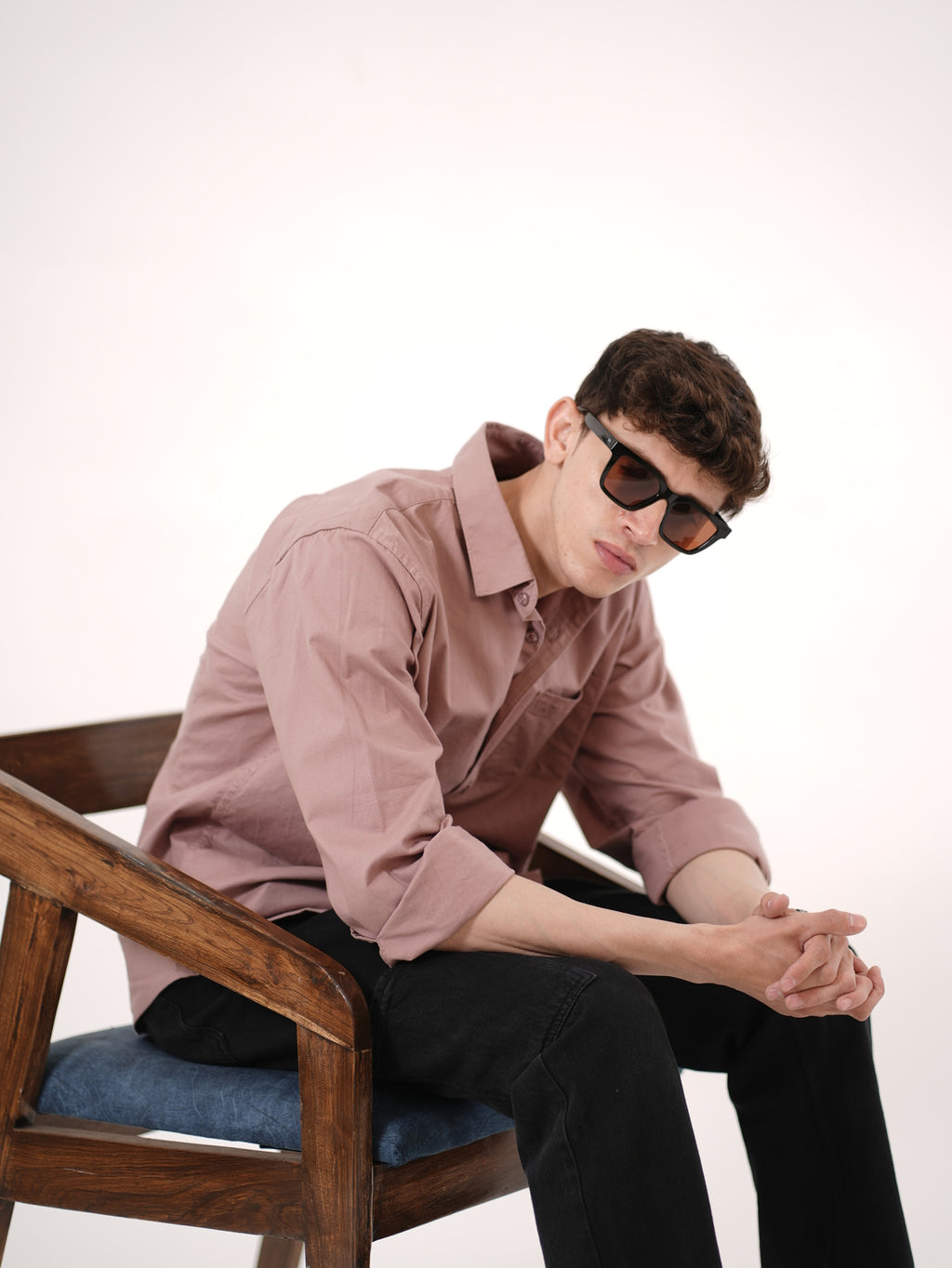 William Ashford Essential Textured Shirt in Dusty Rose