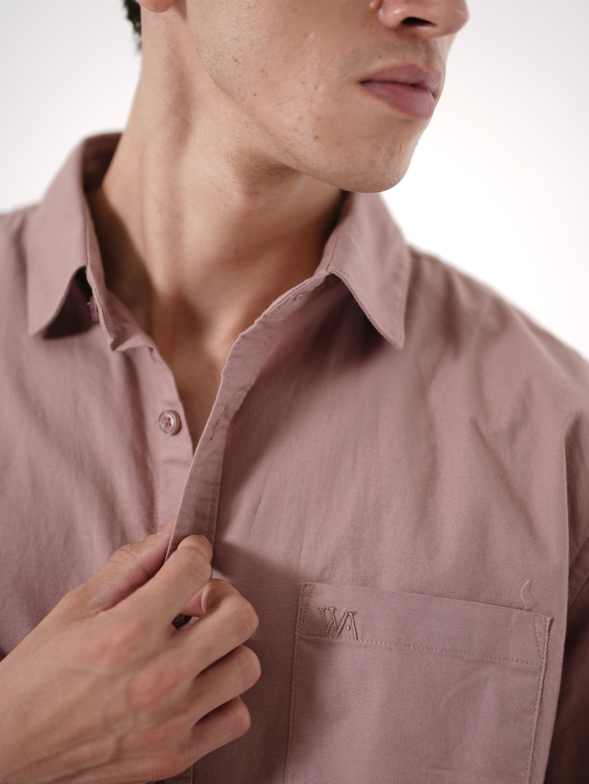 William Ashford Essential Textured Shirt in Dusty Rose