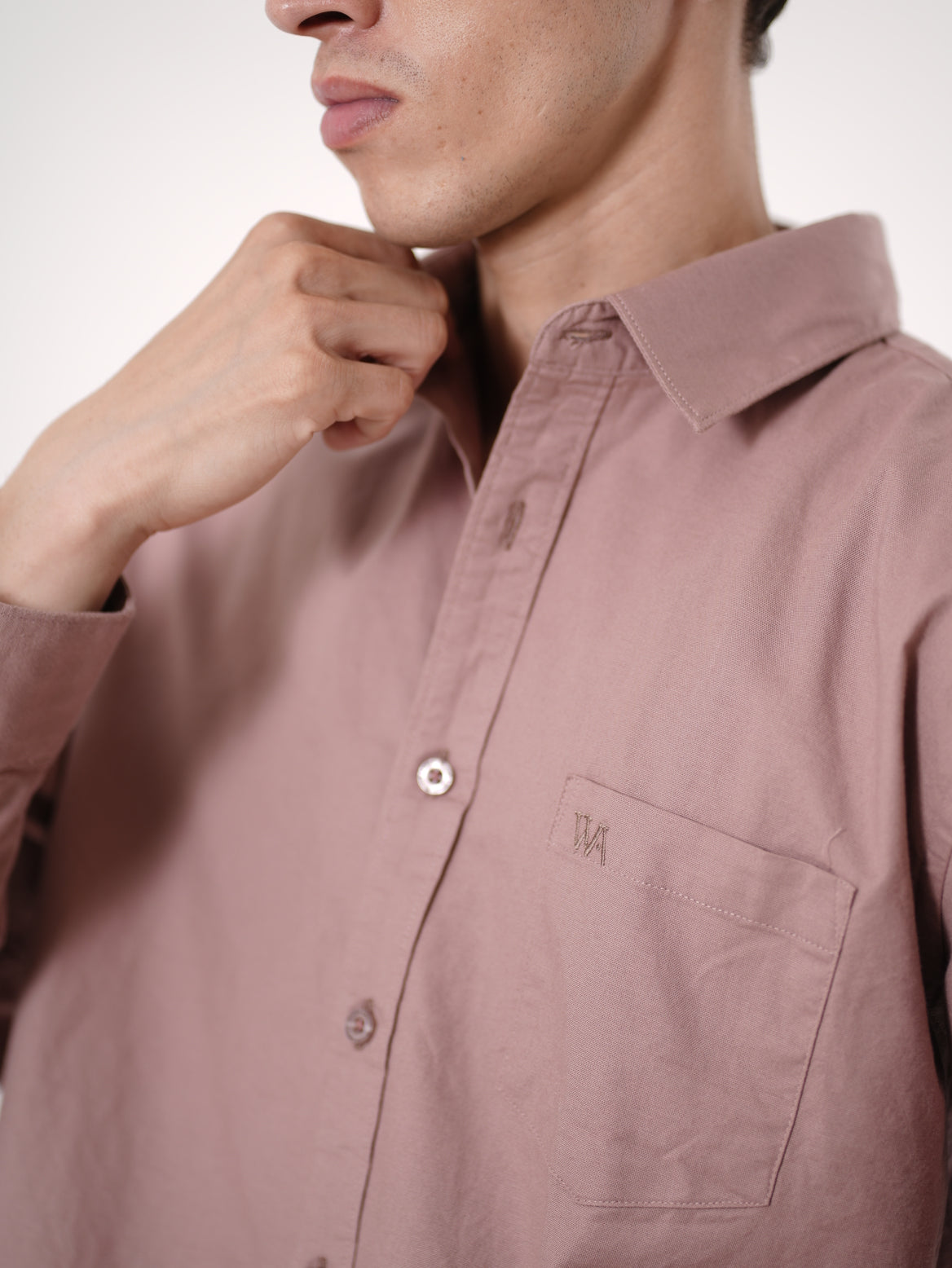 William Ashford Essential Textured Shirt in Dusty Rose