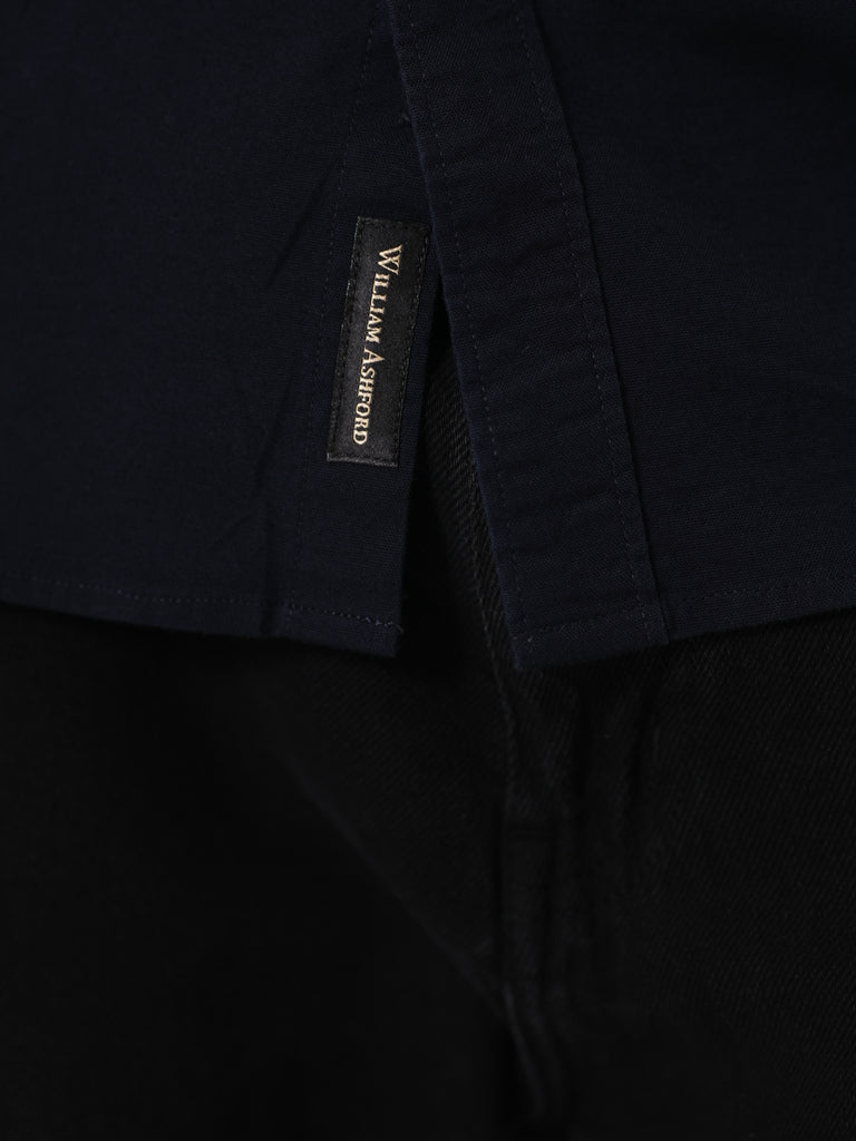 William Ashford Essential Textured Shirt in Navy Blue