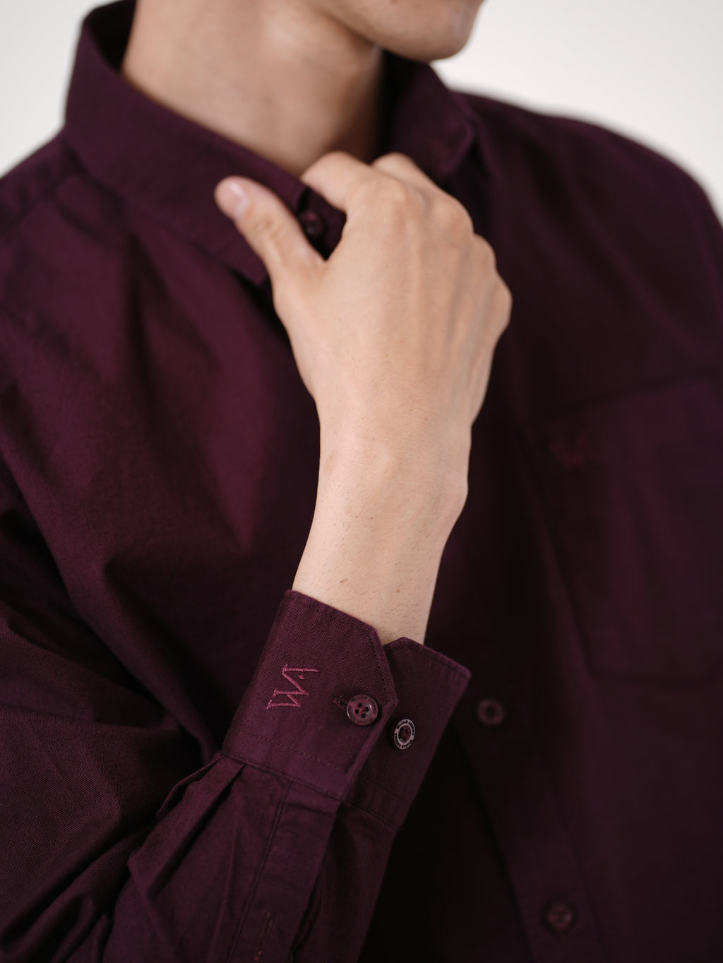 William Ashford Essential Textured Shirt in Deep Burgundy